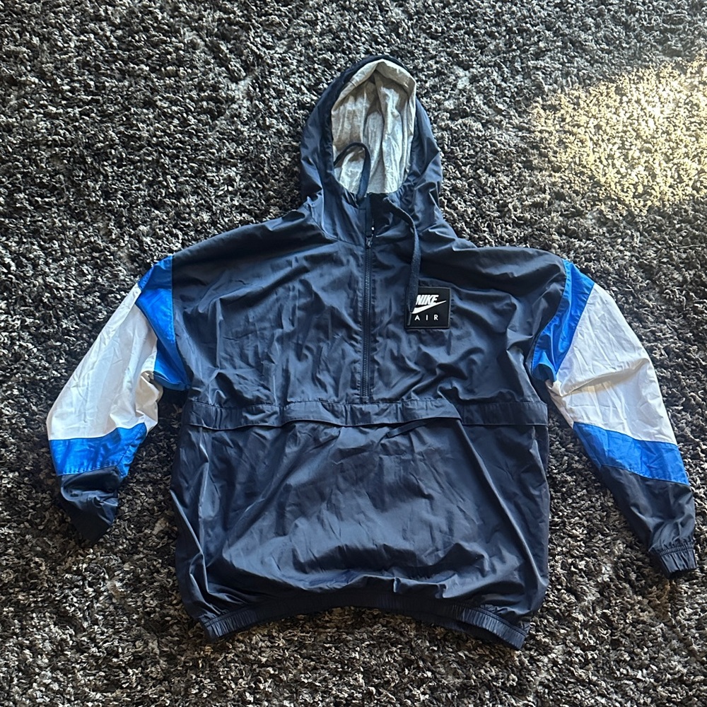 Nike Air Black and White Windbreaker with Blue Accents